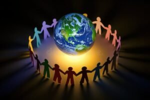 maapallo ja ihmisia kasi kadessa