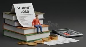 opintolainan kuvitus rahaa ja laskin